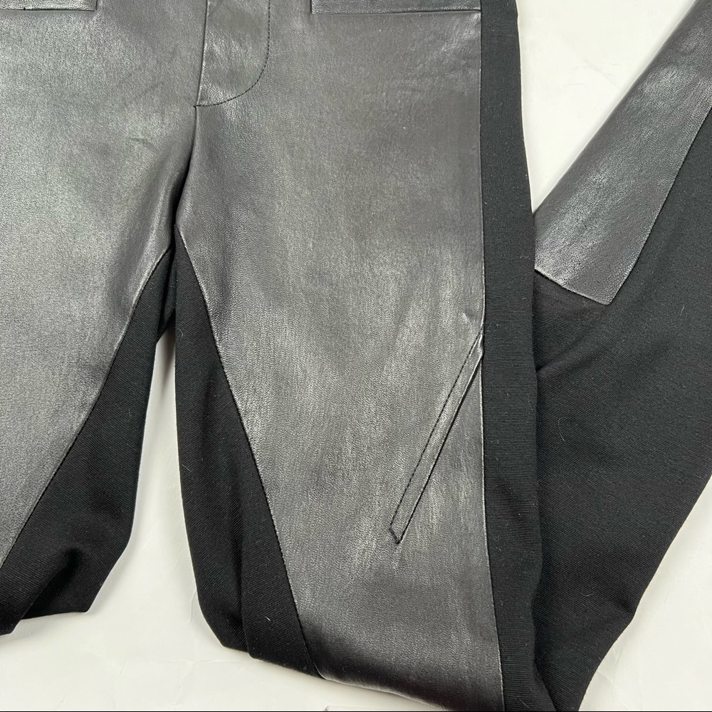 OWO Helmut Lang - Black Lambskin Leather & Cotton Combo Pull on Leggings, Size 2 - Picture 7 of 16